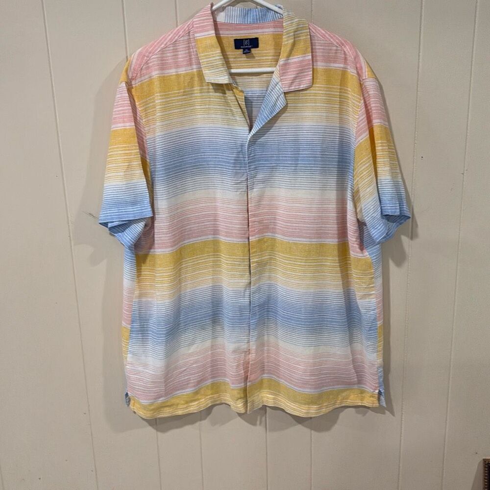 Men’s, George, Button Front Shirt, Casual, Plaid, XL, Short Sleeves